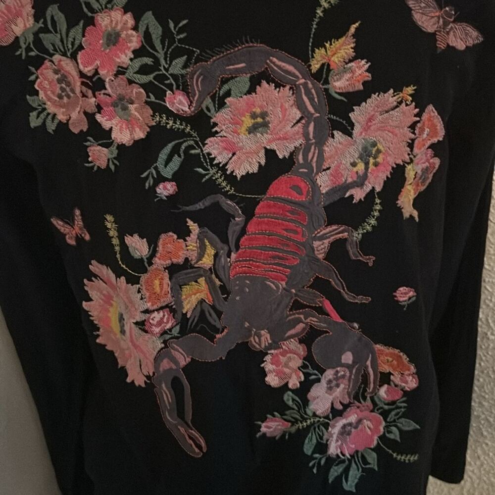 Topshop Embroidered Floral Scorpion Long Sleeve Top Black 6 Dopamine Festival